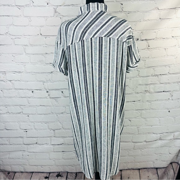 ADRIENNE VITTADINI LINEN STRIPED SHIRT DRESS SIZE (L) - Picture 11 of 12